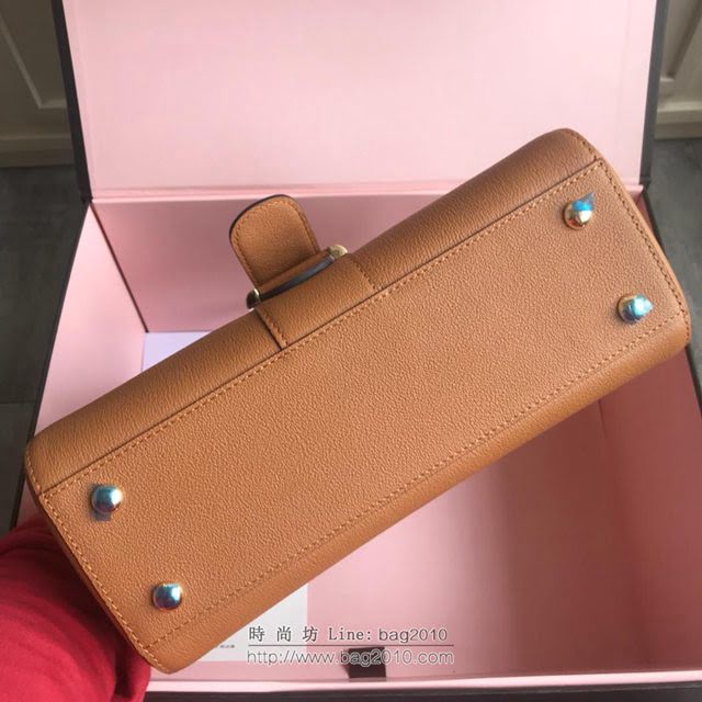 DELVAUX女包 2019春夏最新色 專櫃原廠皮 德爾沃女手提包 DS0028焦糖 中號 Delvaux單肩斜挎包  fcs1172